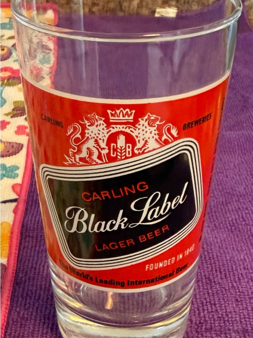 Black Label Red Glass Pint - Branded Lager Beer Glass